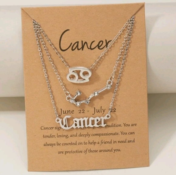 Queen2KeepUp Boutique Jewelry - Zodiac 3 Piece Silver Tone Charm Necklace, Cancer